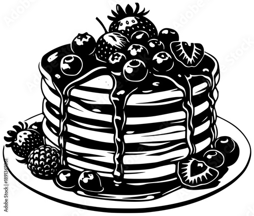 food illustration dessert silhouette breakfast logo sweet icon homemade outline snack delicious pancake meal pancakes tasty morning bakery fresh shape drawing vector graphic background