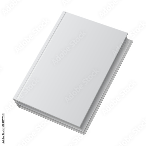 Realistic Blank White Hardcover Book Mockup Closed Perspective Template for Cover Design Clean Minimalist 3D Render isolated on transparent background, png