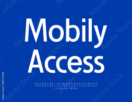 Vector Digital logo Mobile Access. Modern Elegant Font. Typography White Alphabet Letters and Numbers set.