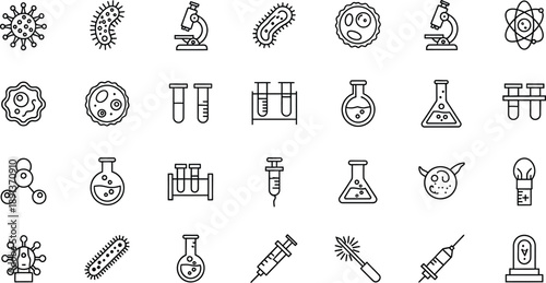 Laboratory equipment and scientific instruments icons