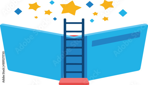 Magic Book and Ladder to the Stars – Inspirational Concept Illustration