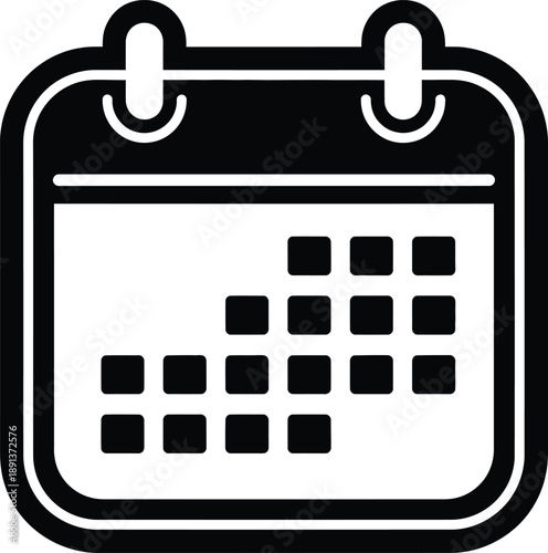 Simple Black and White Icon Representing a Calendar or Schedule