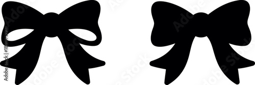 Classic Ribbon Bow black Silhouette Vector illustration, wedding decoration bow tie ribbon, black bow silhouette ribbon knot, bow icons and symbols over white background.