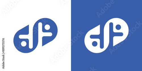 Dual meaning logo combining people and infinity elements, symbolizing endless connection, continuity, long-term relationships, and sustainable human-centered values.