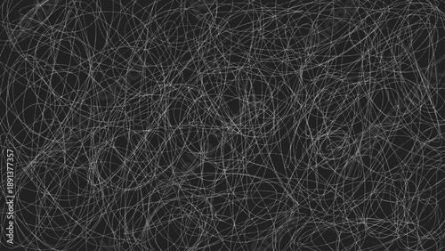 Canvastavla Abstract tangled white lines on black background