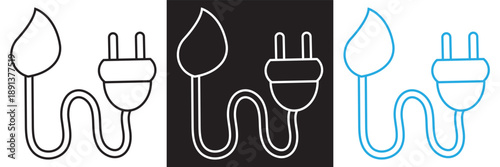 Eco energy leaf and plug icon set Minimal vector icons showing   symbols representing renewable energy, sustainability, and eco friendly power concepts.
EPS10/AI.