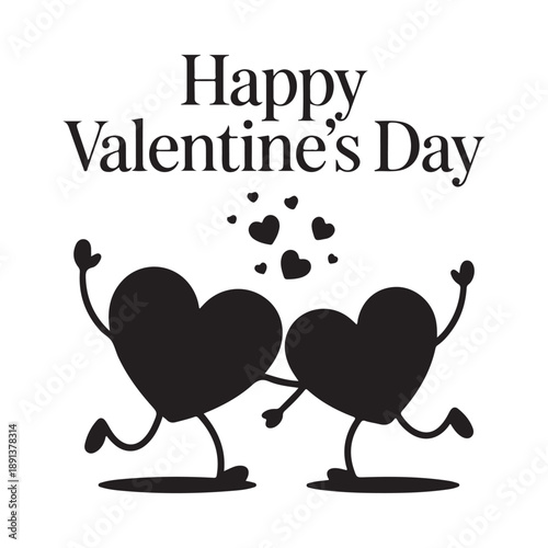 Charming valentine s day illustration featuring two black hearts playfully bumping into each other