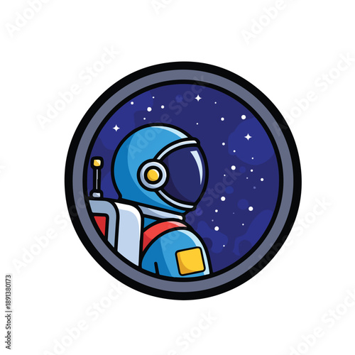 Astronaut in Space Suit Iconic Illustration.