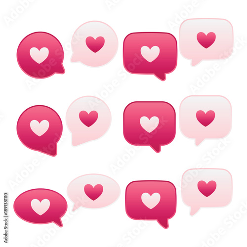 Valentine's Day Heart Chat Bubble Vector Illustration