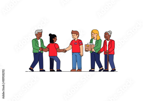 Diverse group of people participating in a charitable donation or community service event