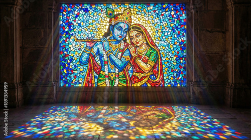 Radha Krishna Stained Glass...