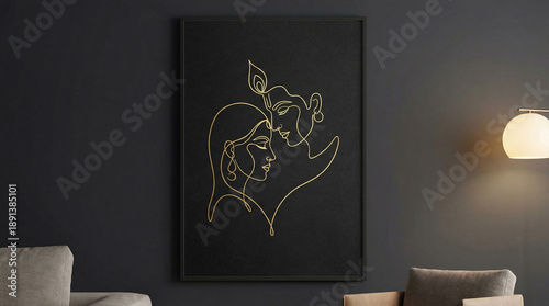 Golden Line Art of Radha Kr...