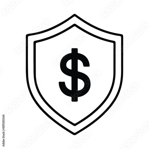 Free Download Financial Protection Shield Line Icon – Black Outline Dollar Security Illustration - GFXLoad