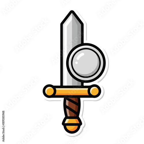 Cartoon Sword with Golden Hilt and Guard.