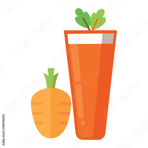 Carrot juice and fresh carrot illustration