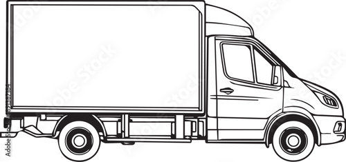 Clean lines of a delivery truck, perfect for logistics and transportation, showcasing its structure.