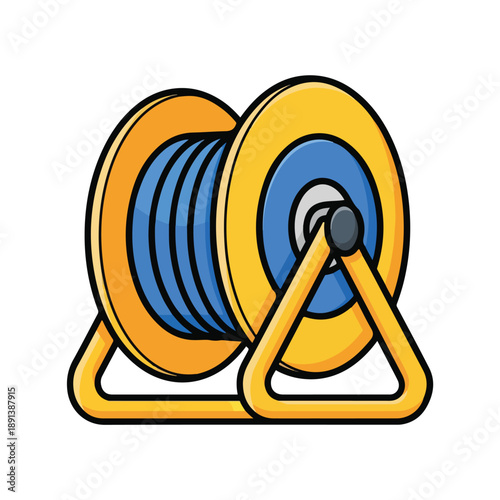 Cable Spool Reel with Blue Wire.