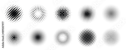 halftone gradient circles collection dots textured round
