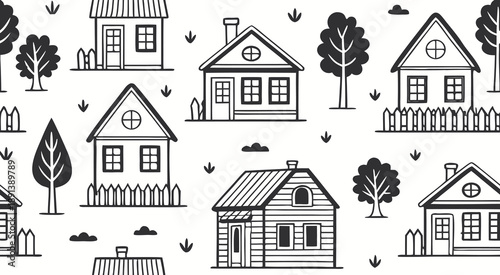 Silhouette houses seamless pattern vector illustration design