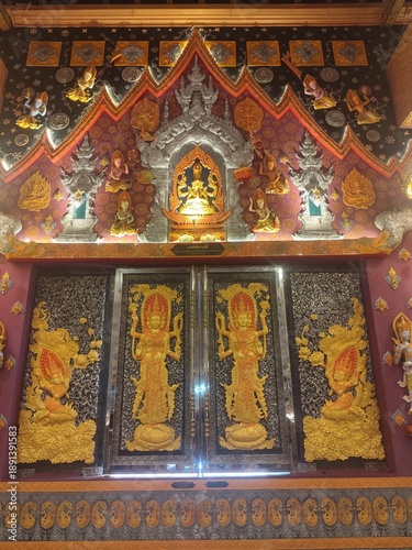 January 21, 2026. Wat Sri Don Mun, Saraphi District, Chiang Mai Province. This beautiful temple boasts a magnificent vihara (chapel) adorned with exquisite and valuable artwork, truly grand and specta