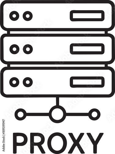 Proxy server data center network line icon