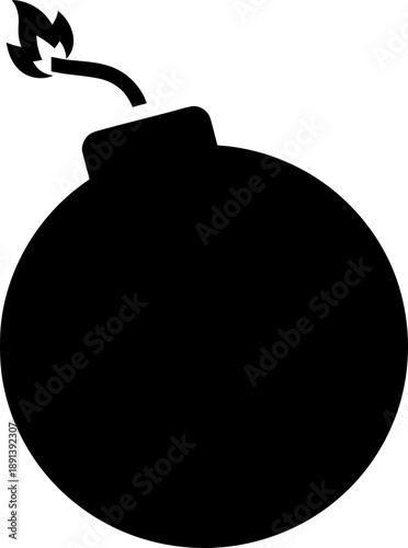 Black bomb with burning fuse symbol. Danger, explosion, warning concept. Simple flat style vector icon for app, game interface, sticker, web design