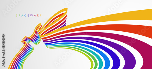 Abstract rainbow lines in 3D perspective, vector background with colorful stripes, children preschool education theme, positive and bright design.