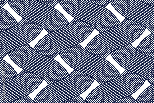 Weaving seamless pattern, traditional wicker lacing handicraft endless abstract background, geometric line weave wallpaper.