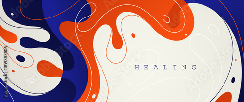 Abstract vector background with curvy fluid shapes, lava lamp curves art wallpaper, smooth lines amorphous watery style, flowing molten shapes.