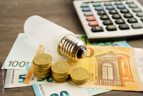 Cost of electric utilities with light bulb for payment.