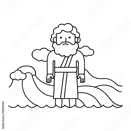 Moses raises his staff as the Red Sea parts, towering walls of water opening a dry path, guiding the Israelites toward freedom under a dramatic, faith-filled sky.