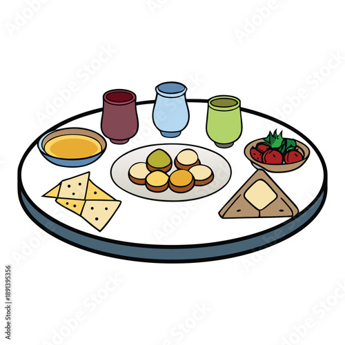 A warm Passover background with matzah, wine cups, herbs, and gentle Hebrew motifs, symbolizing freedom, tradition, and the story of Exodus in soft, festive tones.