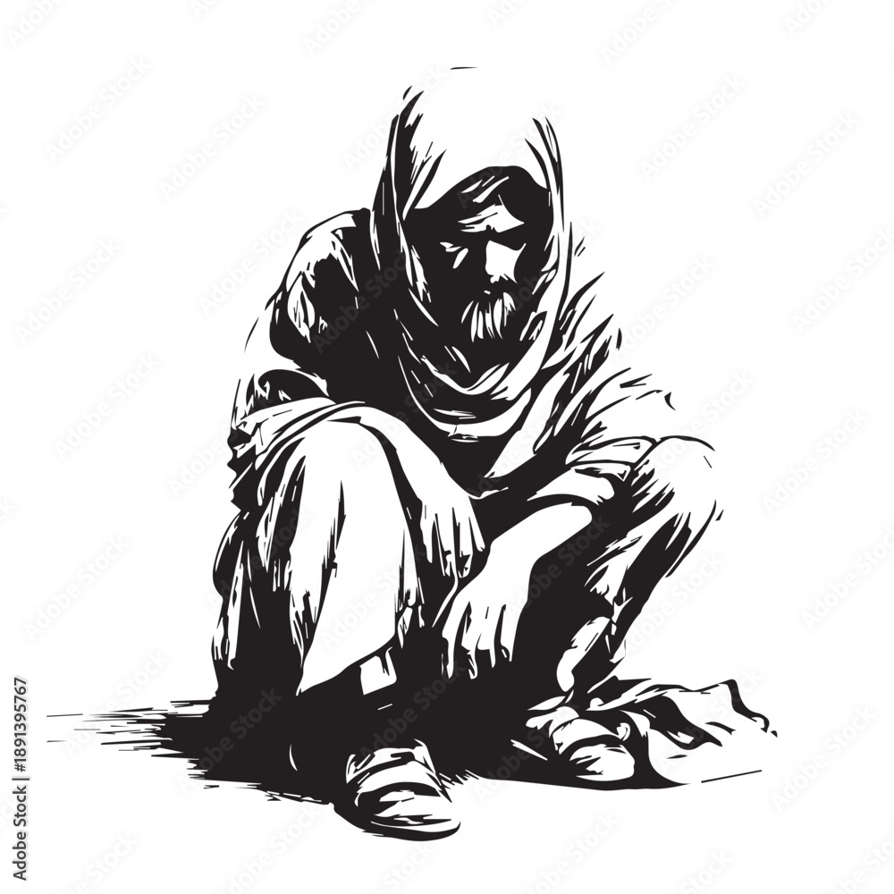 custom made wallpaper toronto digitalvector illustration of a beggar