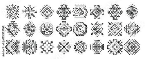 aztec abstract geometric elements set of ethnic ornaments