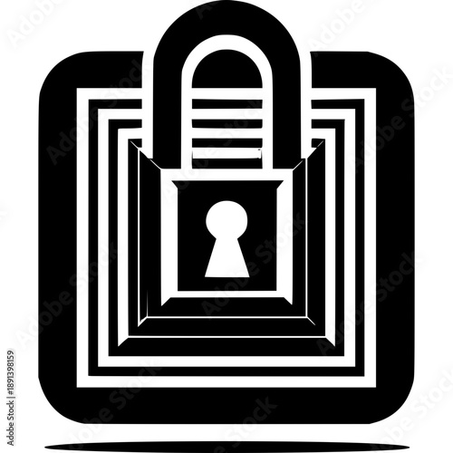 Security Symbol: A minimalist design featuring a padlock and keyhole conveys a strong sense of protection and access.