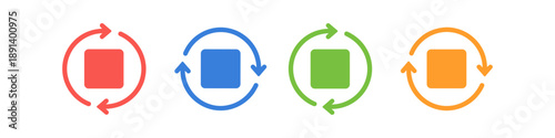 Four colored squares with circular arrows indicating refresh or cycle actions