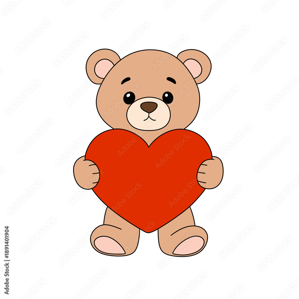 Fototapeta premium Teddy Bear with Heart Illustration