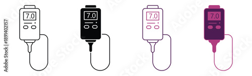 PH meter or tester icon set on white background, vector illustration.
