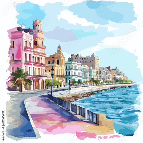 Malec?n. Malec?n hand drawn watercolor illustration