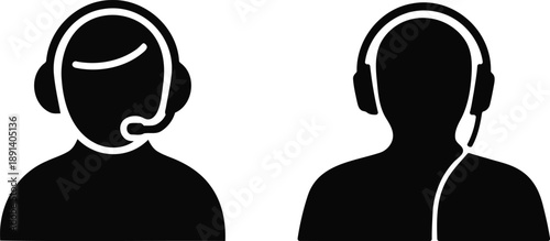 Modern audio listening silhouette showing person wearing headphones for media and music experience