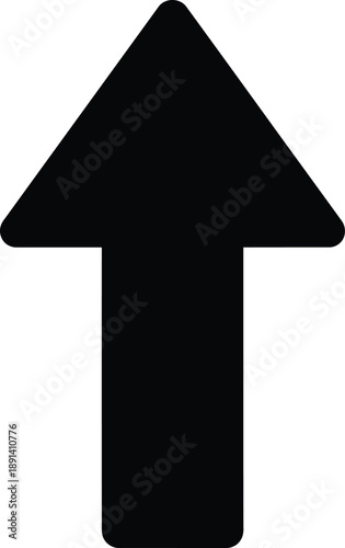 Black arrow pointing upwards on white background