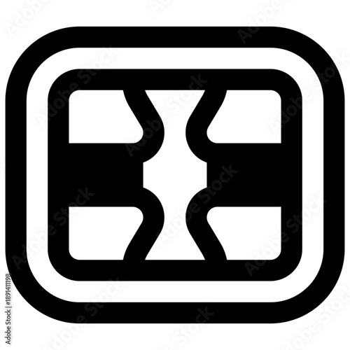 EMV chip. Outlined stroke vector icon with black-filled details.
