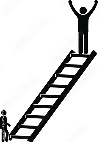 Helping hand reaching new heights through ladder