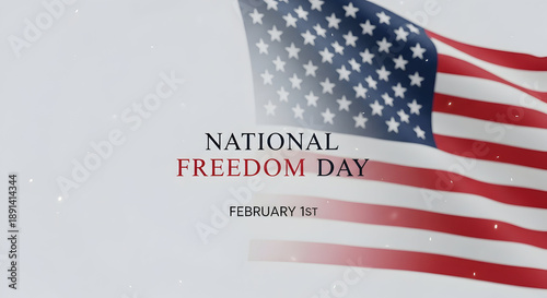 National Freedom Day with Waving USA Flag and Particles