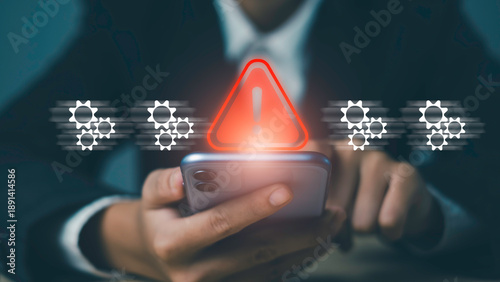 Tableau sur toile Red warning alert with exclamation mark appears
