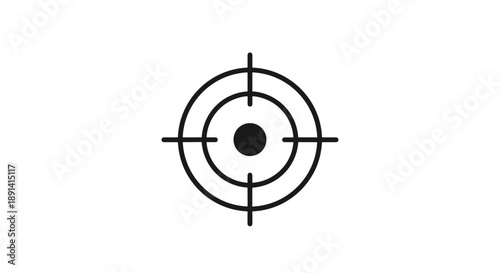 A simple and clean black and white target icon with concentric circles and crosshairs, symbolizing goals, accuracy, and focus.