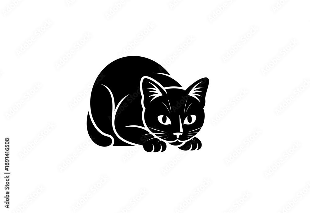 Fototapeta premium Dog and cat black profile silhouette set. Pets sit together, side view isolated on white background. Design for veterinary clinic, shop, animal business. Vector 