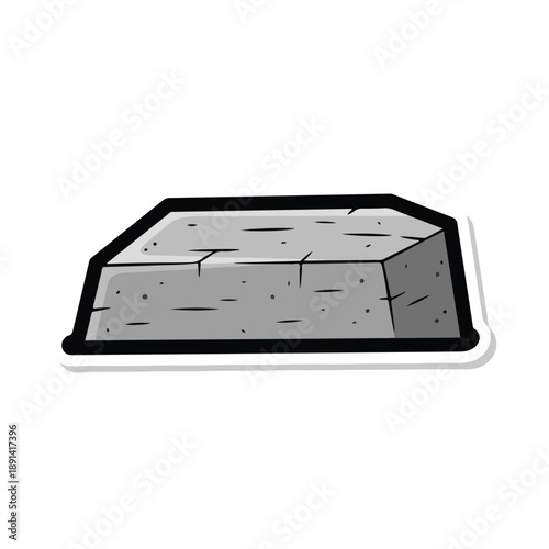 Grey Concrete Block with Cracked Surface.