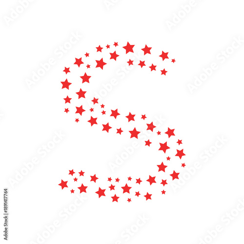 Red stars forming the letter s on a dark background, creating a vibrant and starry initial