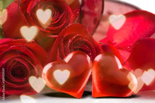 Beautiful red heart on a desk for love concept